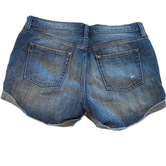 J.Crew Blue Denim Distressed Cuffed Jean Shorts Sz 27 - Picture 3 of 9